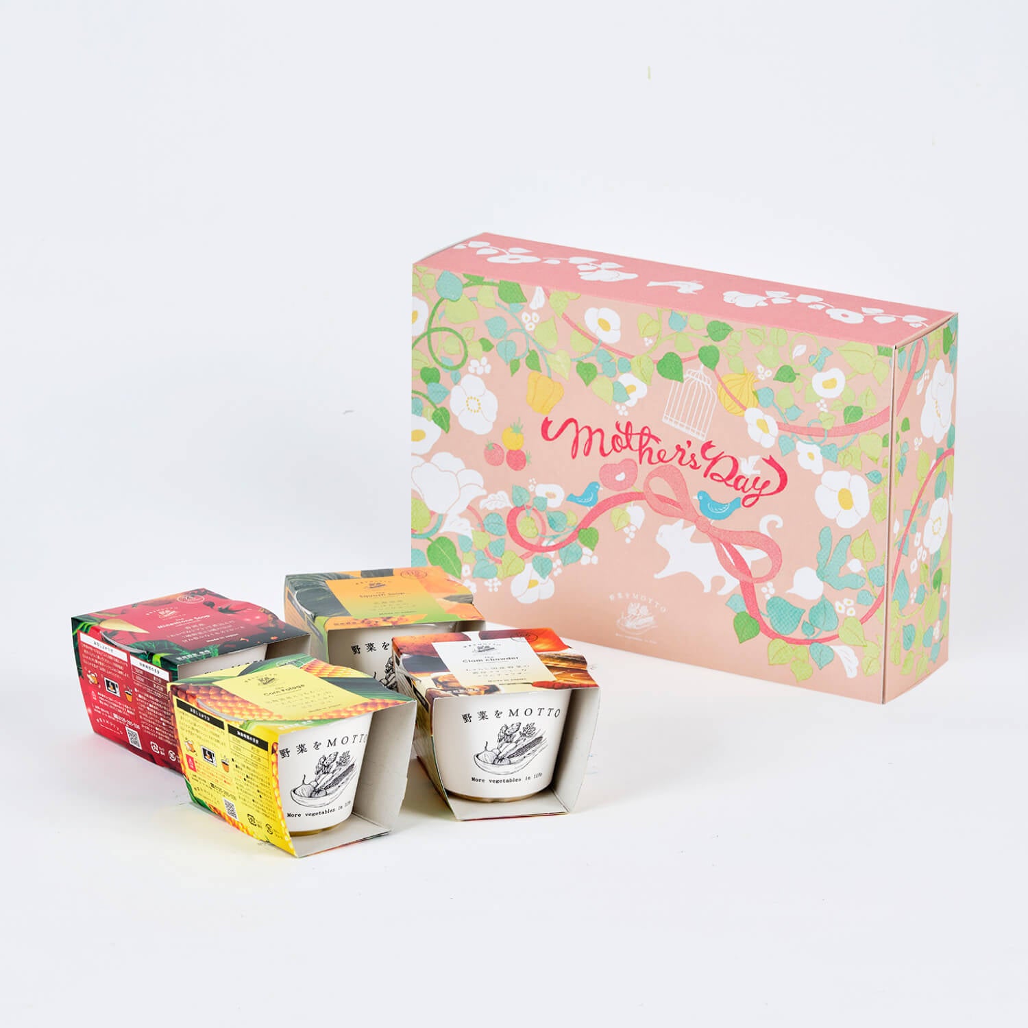 【母の日限定】母の日BOX カーネーション付スープ 4個セット